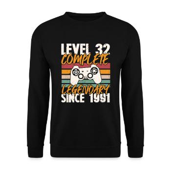 Geburtstagsgeschenk, Level 32 Complete 1991 - Unisex Pullover - Schwarz - Vorne - Alina (178cm) & Michal (187cm)