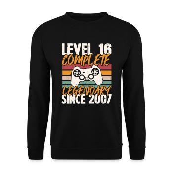 Geburtstagsgeschenk, Level 16 Complete 2007 - Unisex Pullover - Schwarz - Vorne - Alina (178cm) & Michal (187cm)