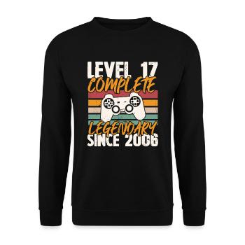 Cadeau d'anniversaire, Niveau 17 complete 2006 - Sweat-shirt Unisexe - noir - Devant - Alina (178cm) & Michal (187cm)