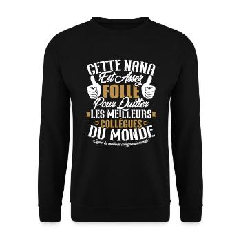 Collègue Nana, Cadeau meilleurs collègues du monde - Sweat-shirt Unisexe - noir - Devant - Alina (178cm) & Michal (187cm)
