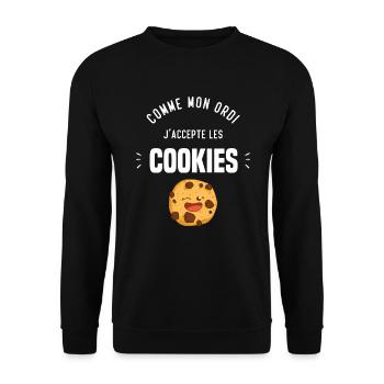 Comme mon ordi j'accepte les cookies Cadeau humour - Sweat-shirt Unisexe - noir - Devant - Alina (178cm) & Michal (187cm)