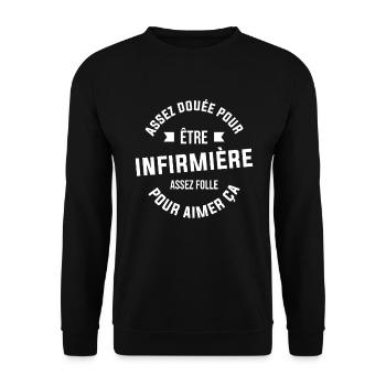 Assez douée pour être infirmière assez folle - Sweat-shirt Unisexe - noir - Devant - Alina (178cm) & Michal (187cm)