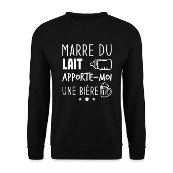 Marre du lait apporte moi une bière - Sweat-shirt Unisexe - noir - Devant - Alina (178cm) & Michal (187cm)