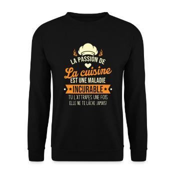 la passion de la cuisine est une maladie incurable - Sweat-shirt Unisexe - noir - Devant - Alina (178cm) & Michal (187cm)