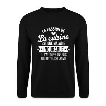 la passion de la cuisine est une maladie incurable - Sweat-shirt Unisexe - noir - Devant - Alina (178cm) & Michal (187cm)