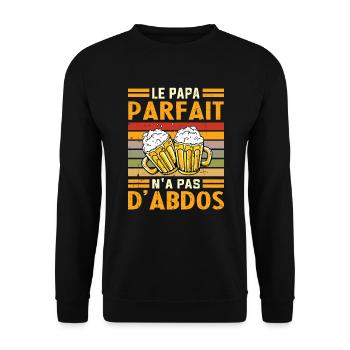 Le papa parfait n'a pas d'abdos - Sweat-shirt Unisexe - noir - Devant - Alina (178cm) & Michal (187cm)