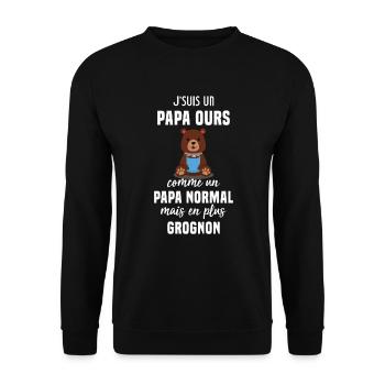 Je suis un papa ours comme un papa normal cadeau - Sweat-shirt Unisexe - noir - Devant - Alina (178cm) & Michal (187cm)