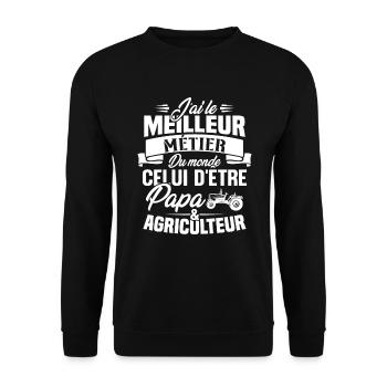 Papa et agriculteur, Cadeau papa agriculteur - Sweat-shirt Unisexe - noir - Devant - Alina (178cm) & Michal (187cm)
