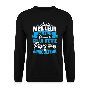 Papa et agriculteur, Cadeau papa agriculteur - Sweat-shirt Unisexe - noir - Devant - Alina (178cm) & Michal (187cm)
