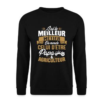 Papa et agriculteur, Cadeau papa agriculteur - Sweat-shirt Unisexe - noir - Devant - Alina (178cm) & Michal (187cm)