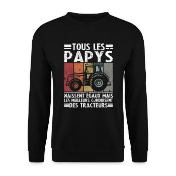 Les meilleurs papys conduisent des tracteurs - Sweat-shirt Unisexe - noir - Devant - Alina (178cm) & Michal (187cm)