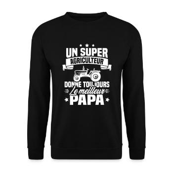 Super agriculteur donne toujours le meilleur papa - Sweat-shirt Unisexe - noir - Devant - Alina (178cm) & Michal (187cm)