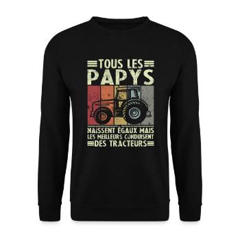 Les meilleurs papys conduisent des tracteurs - Sweat-shirt Unisexe - noir - Devant - Alina (178cm) & Michal (187cm)