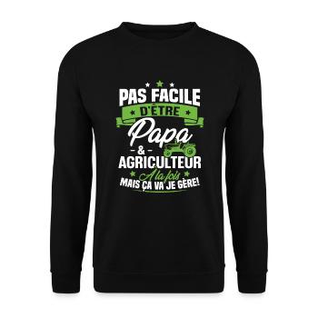Pas facile d'être papa et agriculteur - Sweat-shirt Unisexe - noir - Devant - Alina (178cm) & Michal (187cm)