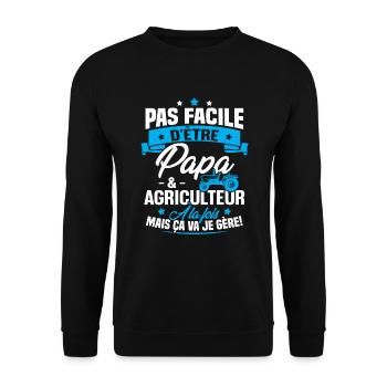 Pas facile d'être papa et agriculteur - Sweat-shirt Unisexe - noir - Devant - Alina (178cm) & Michal (187cm)