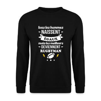 Hommes égaux meilleurs deviennent rugbymen - Sweat-shirt Unisexe - noir - Devant - Alina (178cm) & Michal (187cm)