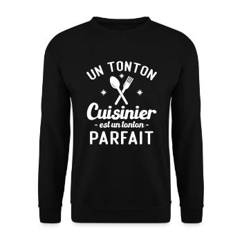 Un tonton cuisinier est un tonton parfait - Sweat-shirt Unisexe - noir - Devant - Alina (178cm) & Michal (187cm)