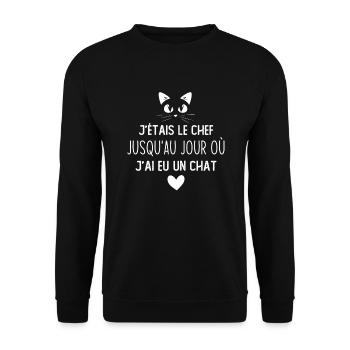 J'étais le chef jusqu'au jour où j'ai eu un chat - Sweat-shirt Unisexe - noir - Devant - Alina (178cm) & Michal (187cm)