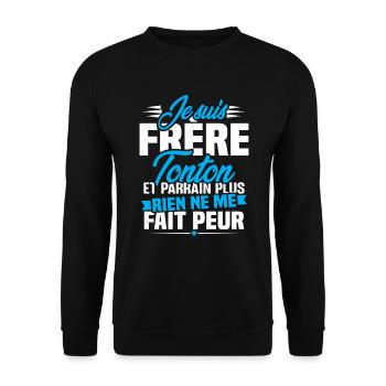 Je suis frere tonton et Parrain - Sweat-shirt Unisexe - noir - Devant - Alina (178cm) & Michal (187cm)