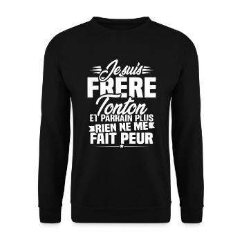 Je suis frere tonton et Parrain - Sweat-shirt Unisexe - noir - Devant - Alina (178cm) & Michal (187cm)