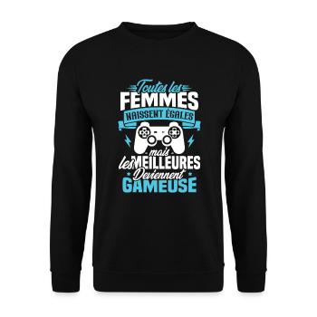 Les meilleures femmes deviennent gameuse - Sweat-shirt Unisexe - noir - Devant - Alina (178cm) & Michal (187cm)