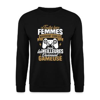 Les meilleures femmes deviennent gameuse - Sweat-shirt Unisexe - noir - Devant - Alina (178cm) & Michal (187cm)