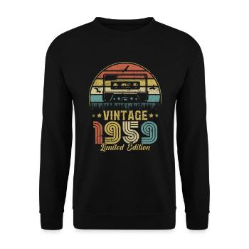 Vintage-Kassette 1959 - Unisex Pullover - Schwarz - Vorne - Alina (178cm) & Michal (187cm)