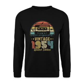 Vintage-Kassette 1954 - Unisex Pullover - Schwarz - Vorne - Alina (178cm) & Michal (187cm)