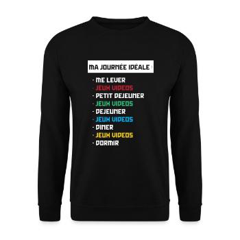 T shirt geek ma journée idéale - Sweat-shirt Unisexe - noir - Devant - Alina (178cm) & Michal (187cm)