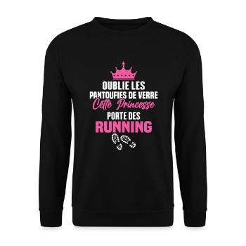 Cette princesse porte des running - Sweat-shirt Unisexe - noir - Devant - Alina (178cm) & Michal (187cm)
