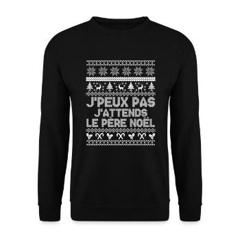 J'peux pas j'attends le Père Noël - Sweat-shirt Unisexe - noir - Devant - Alina (178cm) & Michal (187cm)