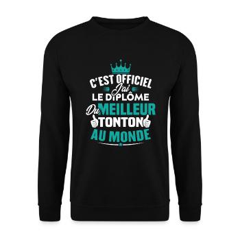 J'ai le diplôme du meilleur tonton au monde - Sweat-shirt Unisexe - noir - Devant - Alina (178cm) & Michal (187cm)