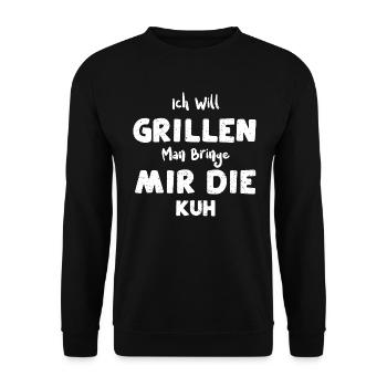 Ich Will Grillen Man Bringe Mir... - Unisex Pullover - Schwarz - Vorne - Alina (178cm) & Michal (187cm)