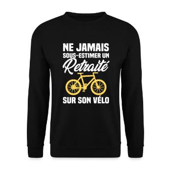 Ne jamais sous estimer un retraité sur son vélo - Sweat-shirt Unisexe - noir - Devant - Alina (178cm) & Michal (187cm)