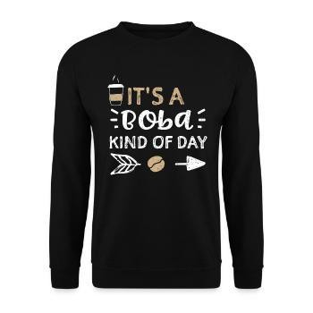 It's A Boba Kind Of Day - Coffee - Unisex Sweatshirt - black - Front - Alina (178cm) & Michal (187cm)