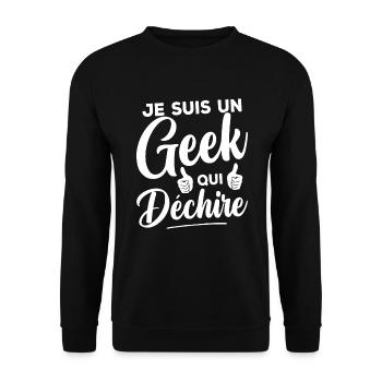 Je suis un geek qui déchire - Sweat-shirt Unisexe - noir - Devant - Alina (178cm) & Michal (187cm)