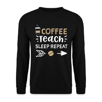 Coffee Teach Sleep Repeat - Coffee - Unisex Sweatshirt - black - Front - Alina (178cm) & Michal (187cm)