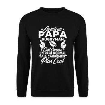 Je suis un papa rugbyman - Sweat-shirt Unisexe - noir - Devant - Alina (178cm) & Michal (187cm)