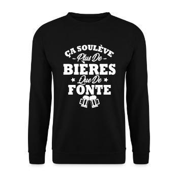 Ça soulève plus de bières que de fonte - Sweat-shirt Unisexe - noir - Devant - Alina (178cm) & Michal (187cm)