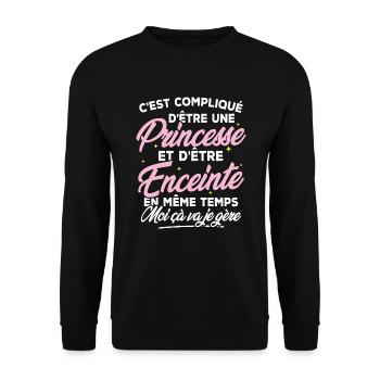 Une Princesse et Enceinte - Sweat-shirt Unisexe - noir - Devant - Alina (178cm) & Michal (187cm)