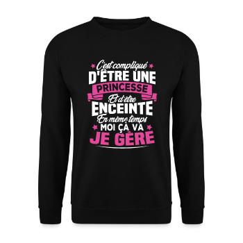 Une Princesse et Enceinte - Sweat-shirt Unisexe - noir - Devant - Alina (178cm) & Michal (187cm)
