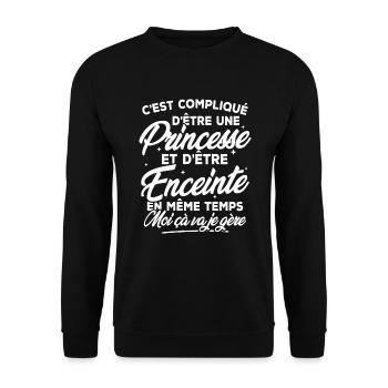 Une Princesse et Enceinte - Sweat-shirt Unisexe - noir - Devant - Alina (178cm) & Michal (187cm)
