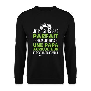 Pas parfait mais je suis une papa agriculteur - Sweat-shirt Unisexe - noir - Devant - Alina (178cm) & Michal (187cm)
