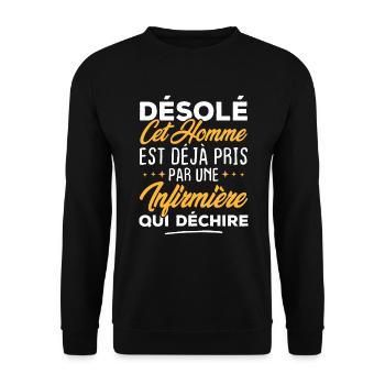 Cet homme est déjà pris par une infirmière - Sweat-shirt Unisexe - noir - Devant - Alina (178cm) & Michal (187cm)