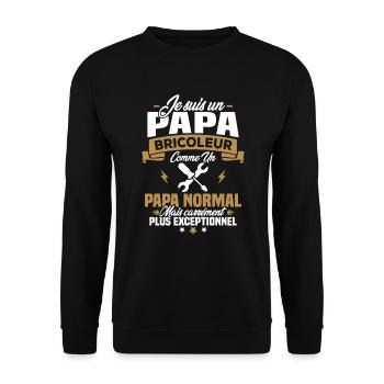 Un papa bricoleur comme un papa normal - Sweat-shirt Unisexe - noir - Devant - Alina (178cm) & Michal (187cm)