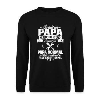 Un papa bricoleur comme un papa normal - Sweat-shirt Unisexe - noir - Devant - Alina (178cm) & Michal (187cm)