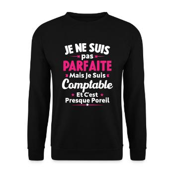 Pas parfaite mais je suis Comptable - Sweat-shirt Unisexe - noir - Devant - Alina (178cm) & Michal (187cm)