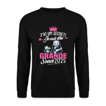 J'ai un secret Je Vais Être Grande Soeur 2025 - Sweat-shirt Unisexe - noir - Devant - Alina (178cm) & Michal (187cm)
