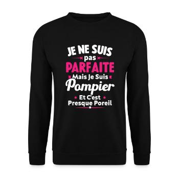 Pas parfaite mais je suis Pompier - Sweat-shirt Unisexe - noir - Devant - Alina (178cm) & Michal (187cm)