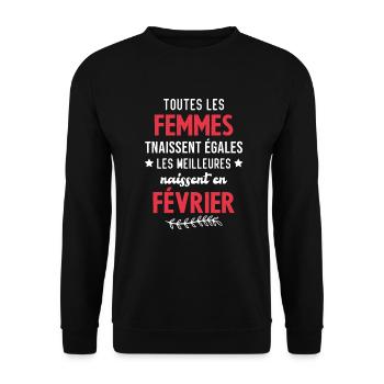 Les meilleures femmes naissent en Février - Sweat-shirt Unisexe - noir - Devant - Alina (178cm) & Michal (187cm)